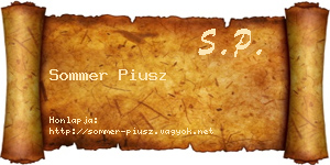 Sommer Piusz névjegykártya